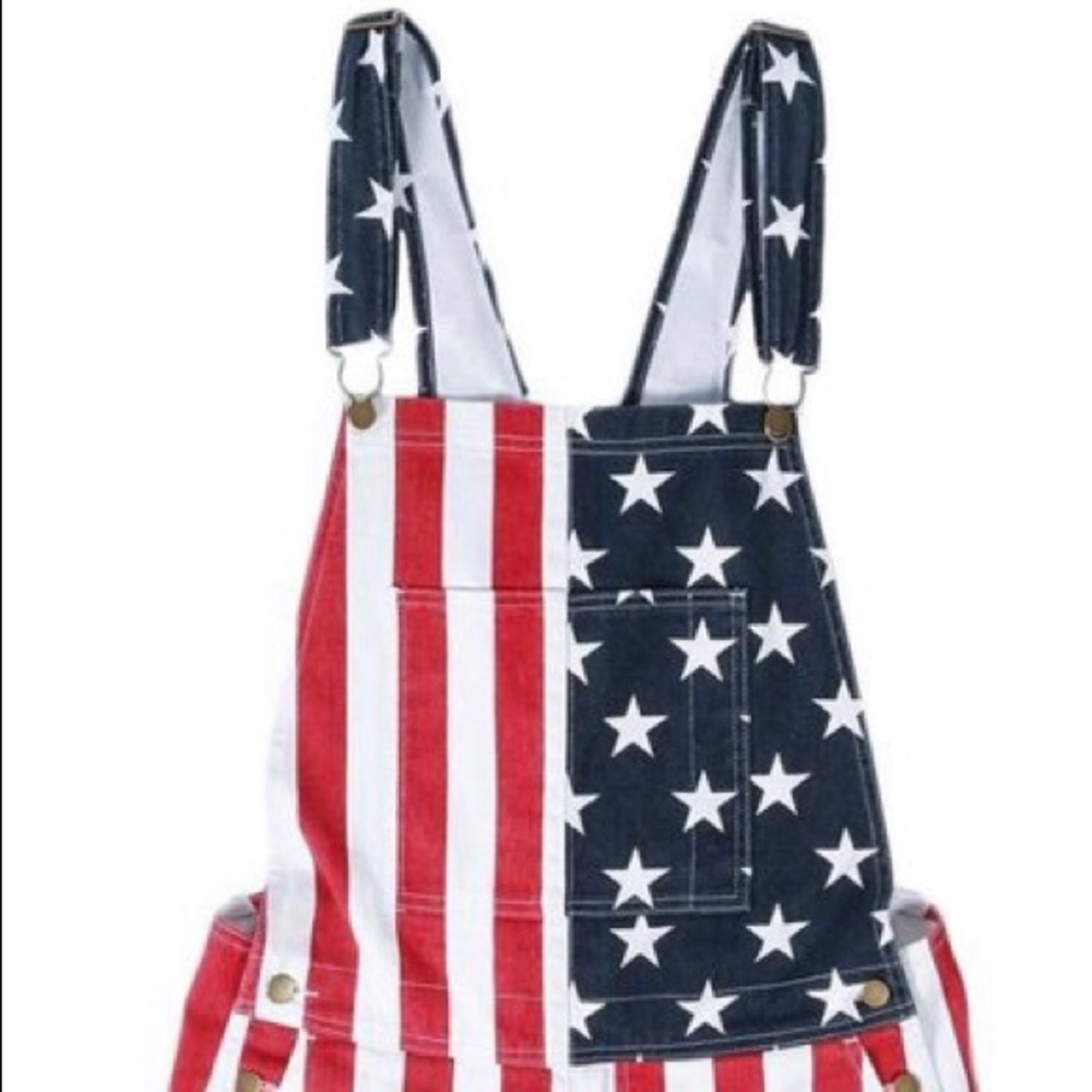 American Flag Overalls Shorts